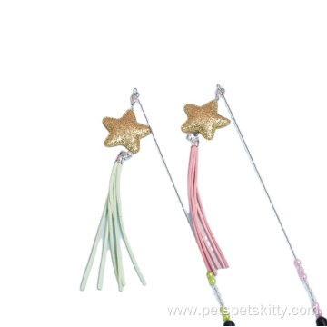 interactive tassels plastic stick steel wire cat teaser